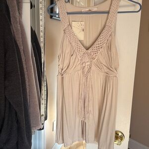 Boston Proper Cream Tank Top with Crochet Detail